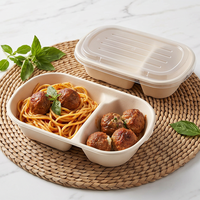 Biologisch afbreekbare wegwerp bento box van suikerrietbagasse, lunchbox, voedselverpakking voor afhaalmaaltijden