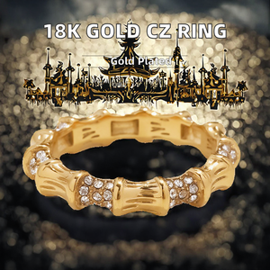 แหวนสแตนเลสชุบทอง 18K แบบขายส่ง ไม่หมอง พร้อมพลอยเจียระไนทรงปรินเซส แหวนทรงกากบาทประดับเพชรคิวบิกเซอร์โคเนียสุดอินเทรนด์ - Product Image 3