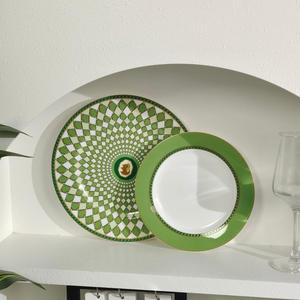 Ensemble d'assiettes à dîner en porcelaine de style européen nouveau vert - Product Image 2