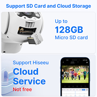 Hiseeu 3MP Ptz Surveillance audio vidéo bidirectionnelle Vision nocturne couleur Sécurité sans fil PTZ Wifi Caméra solaire Extérieur Carte mémoire