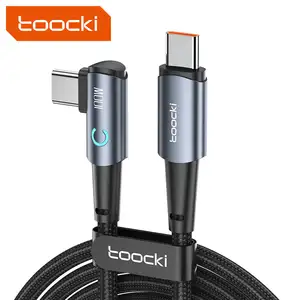 Oocki-Cable trenzado de aleación de aluminio, cable de datos USB C a C de ángulo recto de 90 grados, 20V 5a 100W 2M