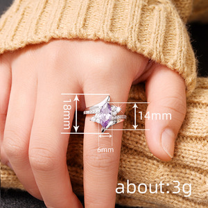 Bague en cristal pavé géométrique de la ligne Marquise pour femmes, accessoires de mode modernes pour un usage quotidien - Product Image 4