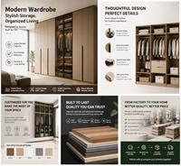 Armoire murale complète moderne avec étagère d'angle et coiffeuse intégrée, armoire de rangement sans poignée, sur mesure pour hôtel
