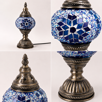 Lampe de table en mosaïque turque, verre teinté fait main, style bohème, lampe de chevet vintage, base en bronze pour la décoration de la chambre à coucher et du salon