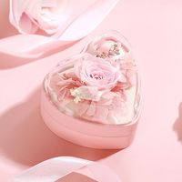 Aanbieding Valentijnsdag Bruiloft Hart Acryl Sieraden Display Ring Hangertje Doos Rozen Ge conserveerde Bloemen Sieradendoos