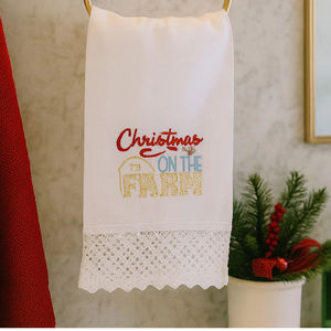 Toalla de mano navideña de lino para invitados, estilo rústico, absorbente, de lino y algodón, para decoración de cocina y baño - Product Image 1