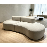 Ensemble de canapés modulaires incurvés pleine grandeur en tissu bouclé et éponge, forme irrégulière, combinaison multi-tailles, pour salon de luxe