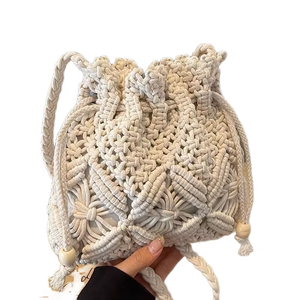 Bolso de Playa de Verano para Mujer, Tipo Cubo Abierto, de Algodón, con Correa de Patrón Cruzado y Forro, Estilo Playero - Product Image 1