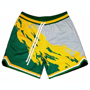 Pantalones cortos de malla de diseño personalizado con estilo con bolsillo elástico en la cintura y pantalones cortos de baloncesto de tela de poliéster 100% - Product Image 1