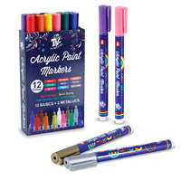 Ensemble de stylos marqueurs de peinture en acrylique 12 couleurs, pour enfants, dessin à faire soi-même, fournitures en stock, meilleur prix