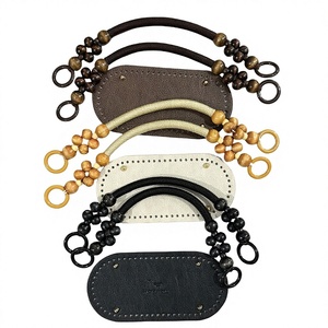 Sac à main vintage europé<span class=keywords><strong>en</strong></span> et américain <span class=keywords><strong>en</strong></span> <span class=keywords><strong>cuir</strong></span> PU imperméable avec accessoires perlés, poignée <span class=keywords><strong>en</strong></span> perles de bois, sac à main tissé DIY - Product Image 1