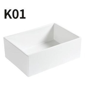 Lavabo de Cerámica Blanco CR K01, Lavabo Rectangular Moderno para Baño - Product Image 1