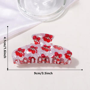 Модная элитная заколка-краб из ацетата с ретро-принтом вишни, изысканный аксессуар для волос, заколка-краб для волос с клубничным принтом - Product Image 6