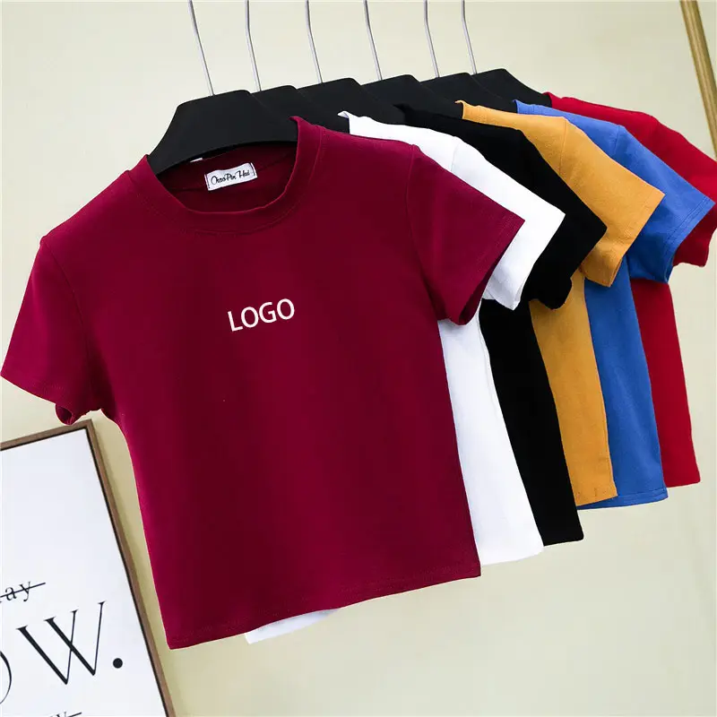 95% Cotton Custom Summer Products Shirts Short Sleeves Blank Crop T shirt Women Cropped Tops Breathable Streetwear White T shirt