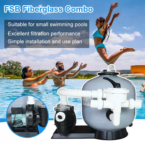 Factory 1.5'' Fiberglass Side Mounted Valve Swimming Pool <strong>Sand</strong> <strong>Filter</strong> with 6-way Multiport Valve and Water Pump Combo <strong>Set</strong> - Product Image 2
