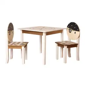 Unqiue ชุดโต๊ะเก้าอี้โจรสลัดสำหรับเด็ก,ชุดประกอบง่ายชุดไม้โต๊ะเด็กพร้อมเก้าอี้2ตัวสำหรับผู้ขายอเมซอน