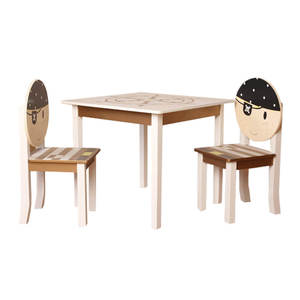 Ensemble de mobilier personnalisé pour bébé et enfant adorable <span class=keywords><strong>table</strong></span> d'étude d'enfant pirate ensemble de chaises <span class=keywords><strong>table</strong></span> d'enfant en <span class=keywords><strong>bois</strong></span> à montage facile avec 2 chaises - Product Image 1