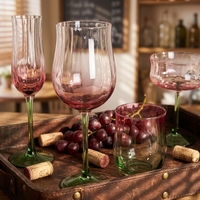 Verres à vin en cristal rose et vert dégradé, gobelets à pied, verres colorés vintage pour mariage, bar, fête, usage domestique