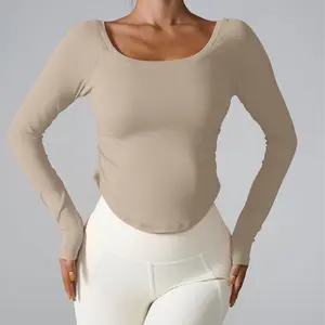 Individuelles heiß begehrtes Modeklein Enges Sportschmuck Damen-Top Yoga schnell trocknend lange Ärmel Damen sexy langärmeliges abgeschnittenes Oberteil