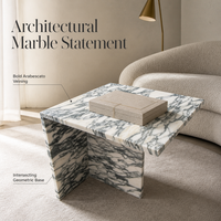 Table d'appoint en marbre Arabescato naturel, table basse de luxe en pierre blanche, meubles de style italien pour hôtel haut de gamme et salon