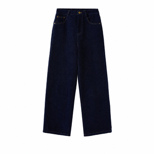 <span class=keywords><strong>Pantaloni</strong></span> da <span class=keywords><strong>donna</strong></span> in finto denim spesso in <span class=keywords><strong>velluto</strong></span> a <span class=keywords><strong>coste</strong></span> tinta unita, a gamba dritta, vita media, in cotone e poliestere, con cerniera, casual, autunno inverno - Product Image 6