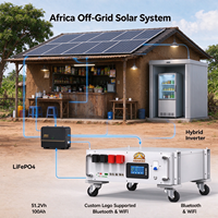 Batterie LiFePO4 5,12 kWh 51,2 V 100 Ah pour stockage d'énergie domestique, système solaire hors réseau pour l'Afrique, pour maisons rurales et petites entreprises