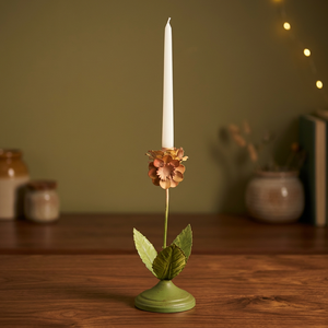 Porte-bougie en fer floral vert avec motif de fleurs roses, décoration d'intérieur - Product Image 4