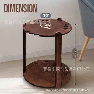 Soporte de madera para tacos de billar, de madera maciza, para colocar en el suelo, para la sala de estar, con bandeja para bolas y portavasos. - Product Image 4
