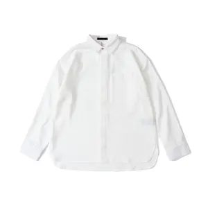 来样定做涤纶纽扣羽绒男式衬衫长袖超大白衬衫休闲衬衫