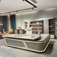 Ensemble de bureau de direction en panneaux de bois modulaires de luxe, design moderne de haute qualité, poste de travail pour PDG, usage commercial Baiyuan BY-L16