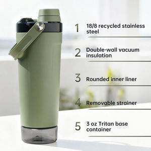 Botella de Agua Deportiva de Acero Inoxidable de Doble Pared de 20 oz con Logotipo Personalizado al por Mayor, Botella Mezcladora para Gimnasio y Ejercicio - Product Image 3