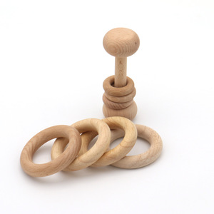 <span class=keywords><strong>Hochet</strong></span> en bois de hêtre pour bébé, jouet doux pour nouveau-nés, pour la dentition, effet apaisant et calmant - Product Image 4