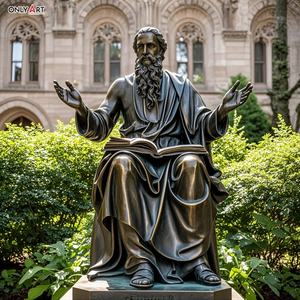 Iglesia religiosa al aire libre Santo con Biblia Bronce Fundido Mateo Apóstol Escultura Tamaño real San <span class=keywords><strong>Evangelista</strong></span> Mateo Estatua de latón - Product Image 1