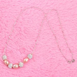 45 cm 925 Silver Box Chain Collier ras du cou avec breloques en argile de cristal ovale ou perle d'eau douce naturelle en forme de riz, perle AAA 8 mm - Product Image 2