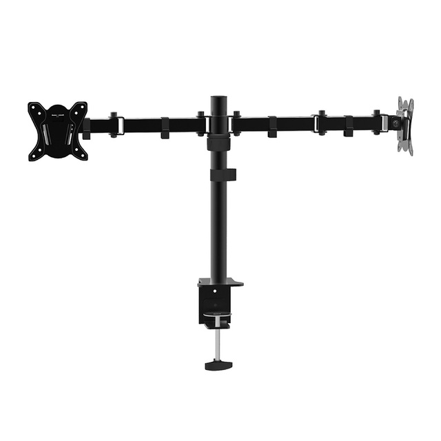 For New 32" Screen Adjustable Double Dual Monitor Arm Stand with C-clamp Aluminum Construction Tilt +/-45 Swivel 180