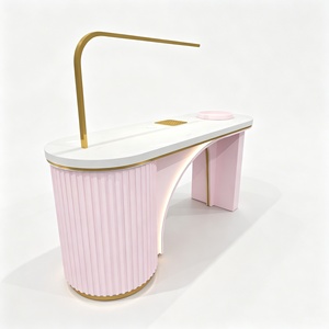 Table de manucure triple moderne de luxe pour salon de beauté avec collecteur de poussière intégré - Product Image 2