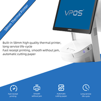 Terminal de point de vente tout-en-un de bureau avec imprimante thermique, terminal de facturation hors ligne, double écran tactile, système de point de vente Windows 11