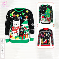 Pull ample à col rond pour femme, style Noël, manches longues, avec logo brodé personnalisé, vente en gros Loveda