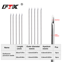 Vente en gros FTK 5pcs Aiguille de ponction pour ver de terre Aiguille creuse en acier Terminal Tackle Bait Feing ToolsTackle Accessoires de pêche