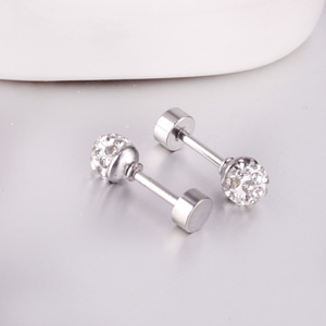 <b>Stud</b> <b>Earrings</b> Ball Shape <b>Crystal</b> Rhinestone Gold Plated Stainless Steel For Women Gift Jewelry - Product Image 3