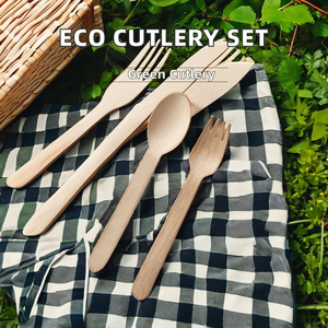Disposable Edible <strong>Wooden</strong> Takeaway Cutlery Birchwood Compostable Disposable Biodegradable <strong>Wooden</strong> Spoon and Fork and Knife Set - Product Image 3