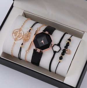 6 uds. Un conjunto de lujo para mujer <span class=keywords><strong>reloj</strong></span> anillo collar pendientes pulsera conjunto relojes mariposa correa de cuero moda señoras <span class=keywords><strong>reloj</strong></span> de cuarzo - Product Image 1