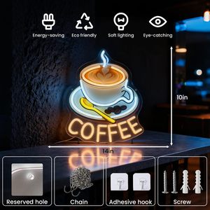 UV silk-screened LED coffee neon indoor hanging ambient light shop <b>sign</b> decorative light entrance indicator luminous <b>sign</b> 5V 12V - Product Image 2