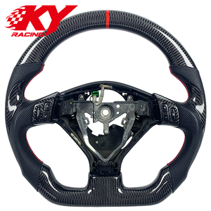 Volante deportivo personalizado de fibra de carbono, cuero negro con costuras rojas para Subaru Forester SG WRX STI - Product Image 1