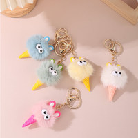 Porte-clés 3D mignon en peluche pour crème glacée, jouet de dessin animé en peluche, pendentif créatif, sac de voiture, décoration