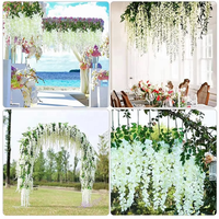 Penjualan laris murah 12 buah cantik plastik Wisteria gantung bunga langit-langit sutra Wisteria bunga gantung untuk pernikahan