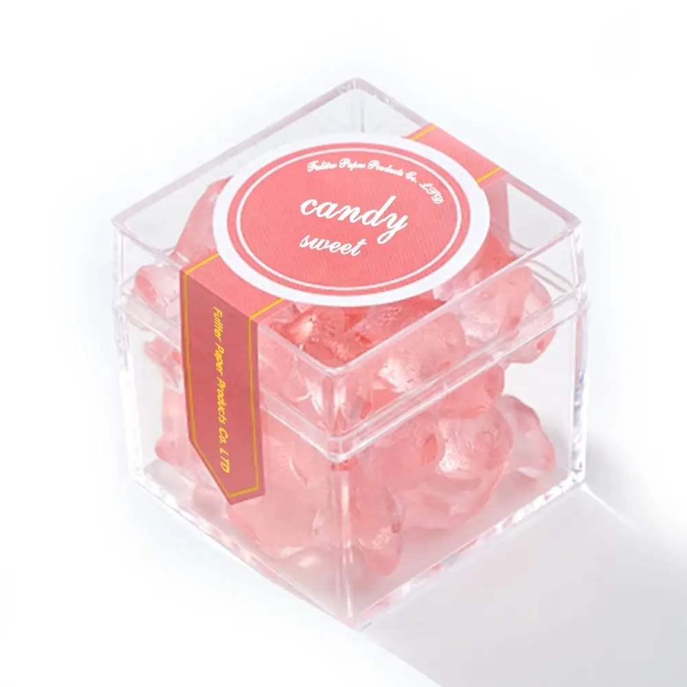 wholesale custom square clear acrylic food box wedding acrylic candy gift box with lid