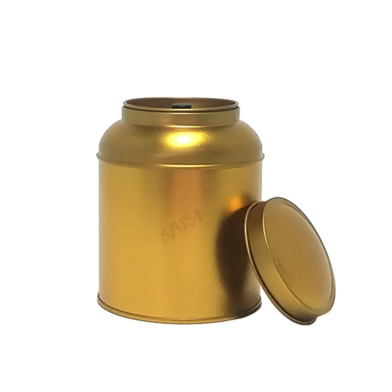 高級エンプティゴールドブラックホワイトメタル気密ティー缶ゴールドティーティンダブルリッドティーティン缶