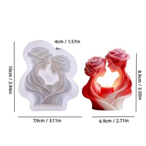 Moule à bougie en forme de rose pour la Saint-Valentin, style couple, pour bougies d'aromathérapie, outils de pâtisserie transfrontaliers, décoration artisanale - Product Image 4