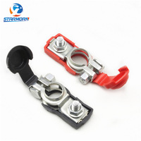 Abrazadera de terminal de batería de coche de hierro galvanizado con cubierta aislada, tipo poste superior SAE, conector positivo/negativo para automóvil/camión